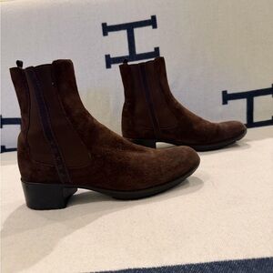 Prada Brown Suede Women's Chelsea Ankle Boots
